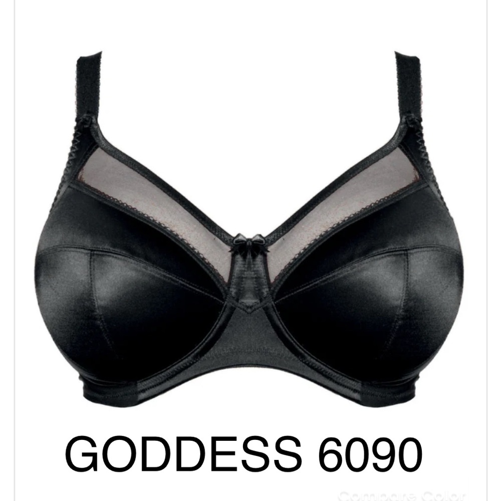 Goddess Black Satin Bra 36 M